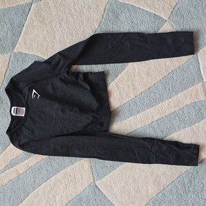 Black Gym Shark Long Sleeve Crop Top